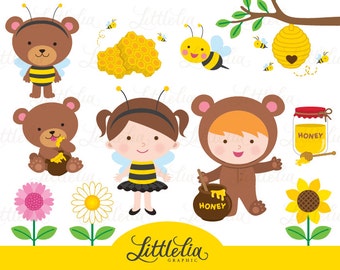 Honey bear clipart - Honey bee clipart - 15043