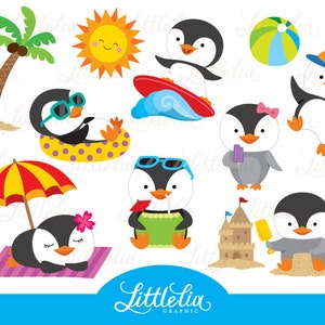 Summer penguin - Beach clipart - 16024