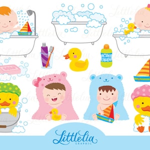 Baby bubble bath clipart - baby clipart - 15089