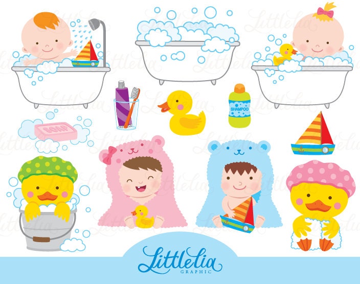 Baby Bubble Bath Clipart Baby Clipart 15089 Etsy UK