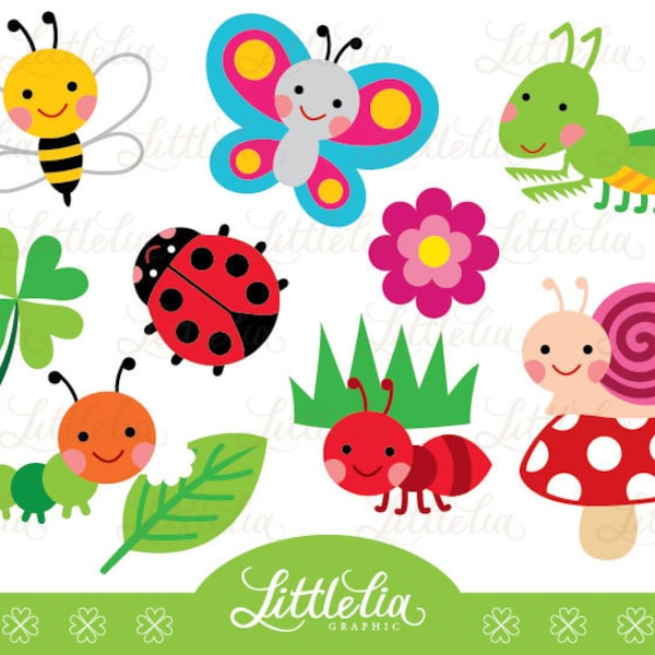 Garden Bugs Clipart - Etsy