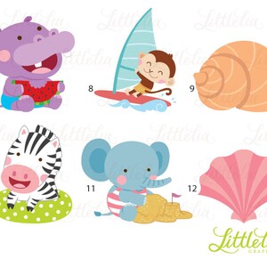 Jungle Summer - Animal Beach Clipart - 17025 - Etsy