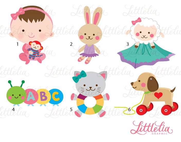 Baby Girl Toys Clipart Baby Toys Baby Clipart 16037 Etsy