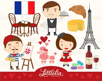 París, Je t ' aime clipart set / instant download - 14006