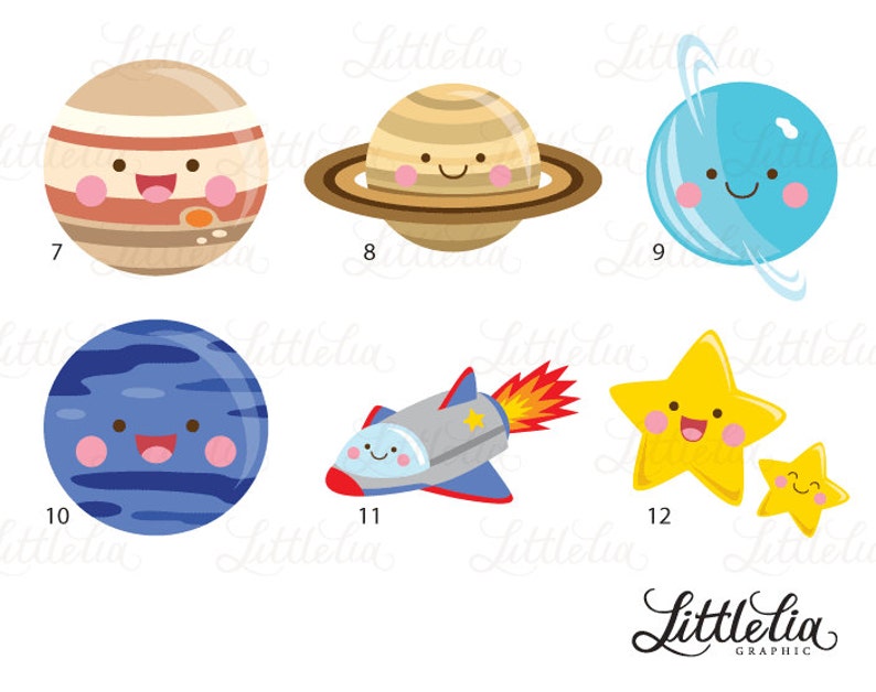 Solar system kawaii clipart space clipart 17007 image 3