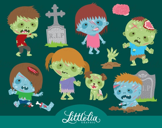 Zombie Clipart Halloween Clipart 16061 Etsy