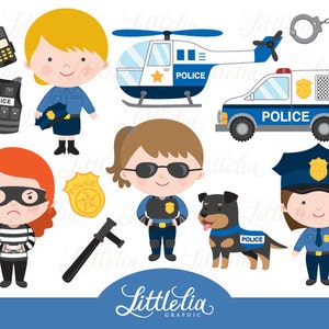 Girls police officer - police clipart - 16073