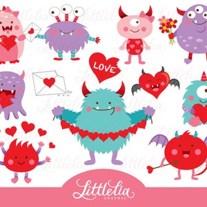 valentine monster clipart - monster love clipart - 15101