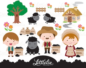 baa baa black sheep clipart - nursery clipart - 16008