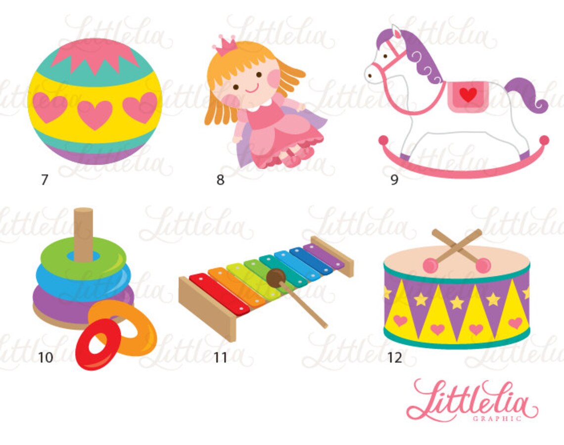 Baby Girl Toys Clipart Baby Toys Baby Clipart 16037 Etsy