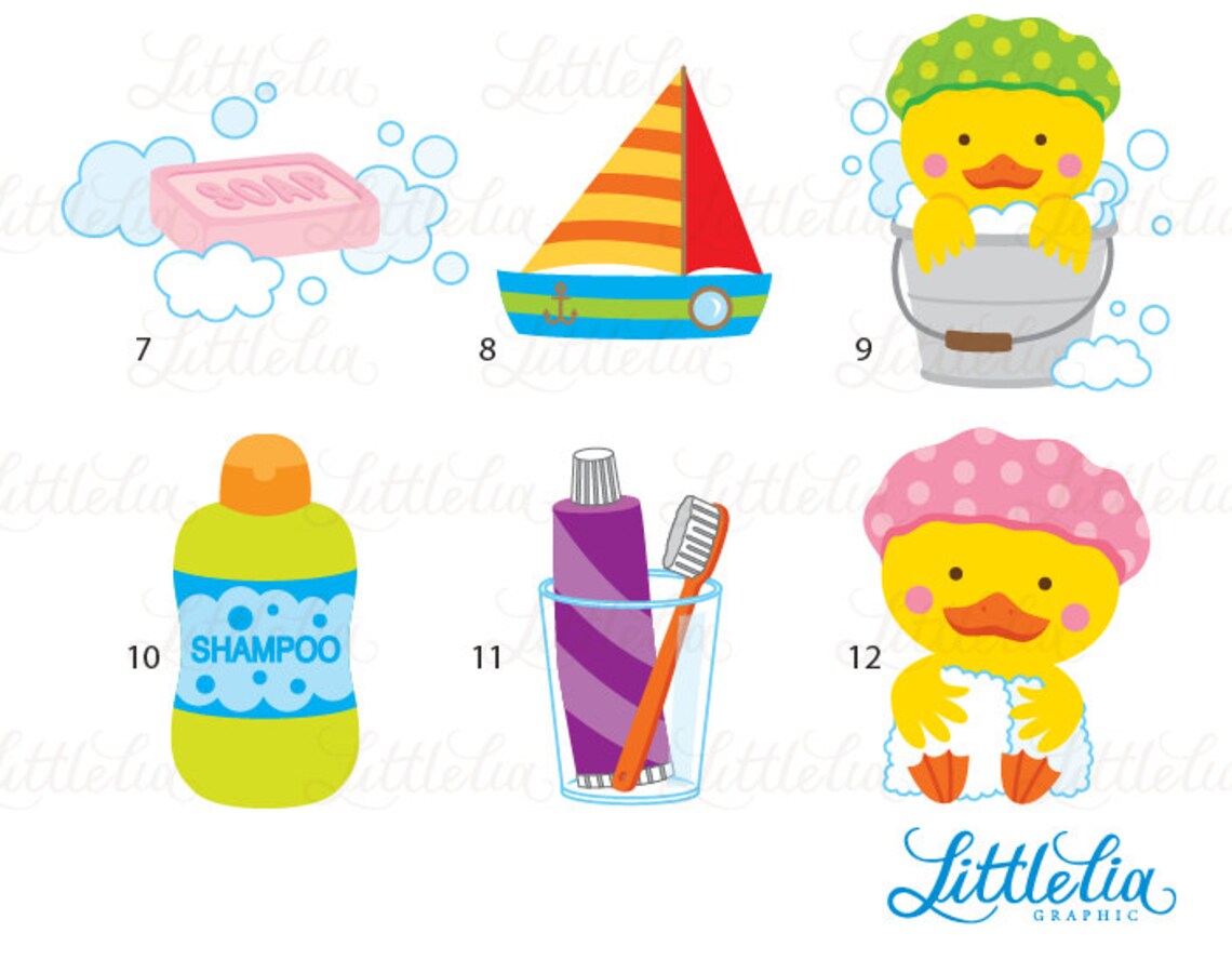 Baby Bubble Bath Clipart Baby Clipart 15089 Etsy UK
