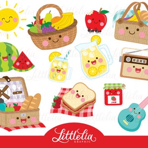 Pique-nique de pique-nique kawaii clipart - clipart d’été - d’été - 17021