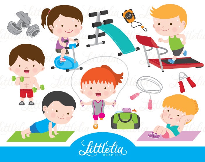 Gym Clipart Exercise Clipart Health Clipart 16078 - Etsy Finland