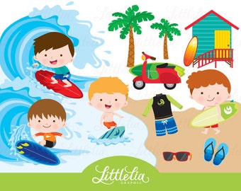 Surfer boy - beach clipart - 16023