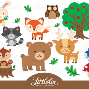 Woondland clipart - forest friend clipart - wood critter animal - 15024