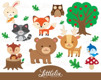 Woondland clipart - forest friend clipart - wood critter animal - 15024