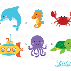 Undervattens clipart - Havsvän clipart - fisk clipart - delfin clipart 14038 bild 2