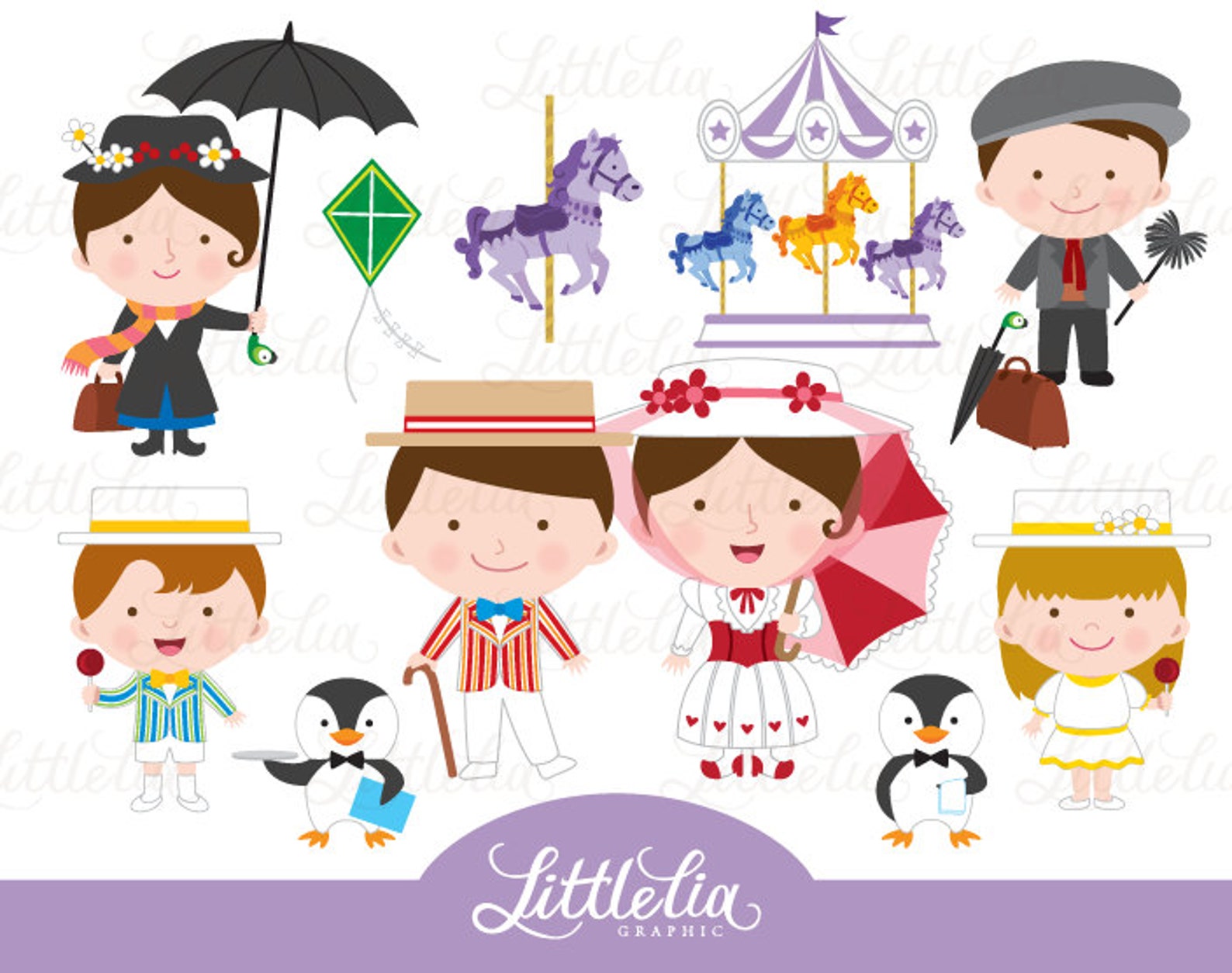 Mary Poppins Clipart 16009 - Etsy