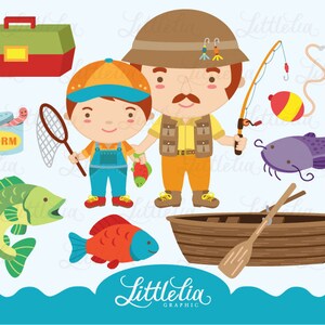Fishing with dad clipart set/ instant download - 14010