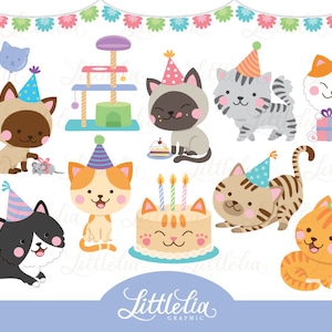 Cat party clipart - cat clipart - 17036