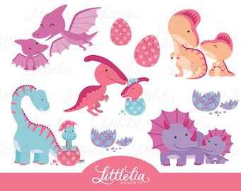 Mom and baby dinosaur - pink baby dinosaur - 16002