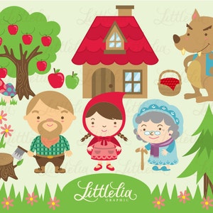 Lil Red Riding Hood Clipart set/ instant download- 13008