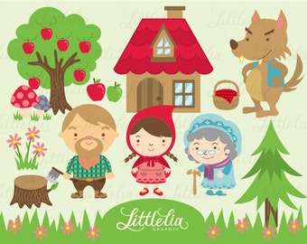 Lil Red Riding Hood Clipart set/ instant download- 13008