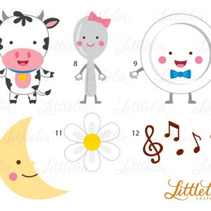 Hey Diddle Diddle Clipart - Nursery Rhymes Clipart - 15088 - Etsy