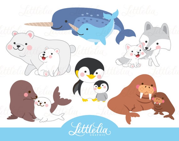 Arctic mom and baby - motherhood clipart - 17043