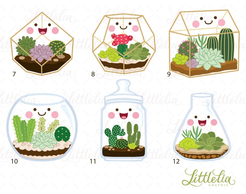 Terrarium kawaii clipart -plant clipart- indoor plant - 19004 image 3