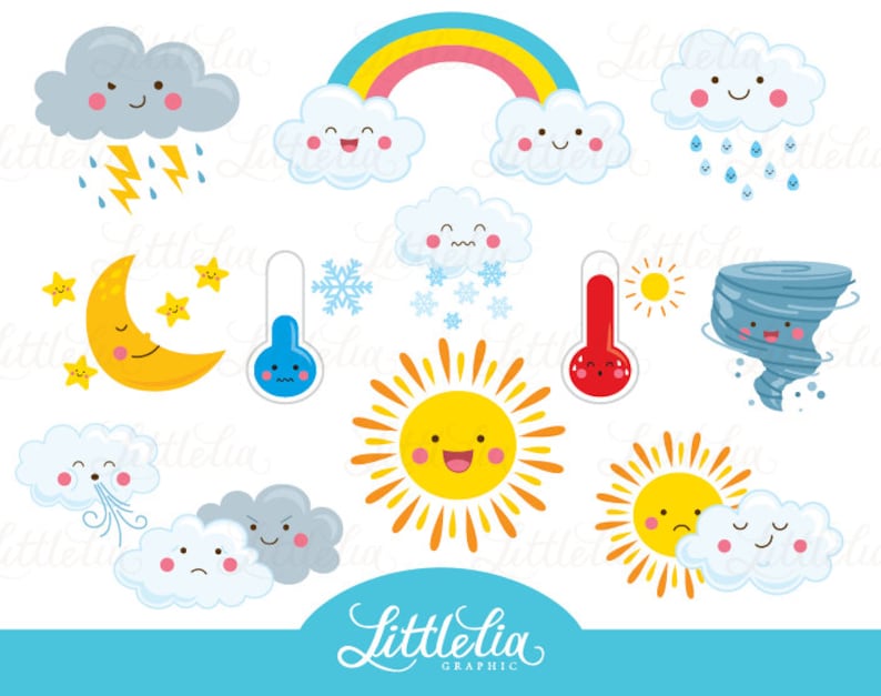 Download Cute Weather Clipart Weather Kawaii Clipart 16036 Craft Supplies Tools Visual Arts Delage Com Br
