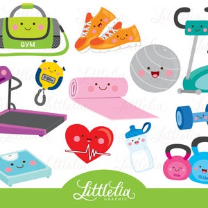 Gym clipart - gym kawaii clipart - health clipart - 16077