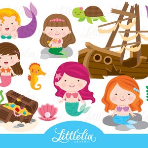 Mermaid princess - under the sea clipart - 15091
