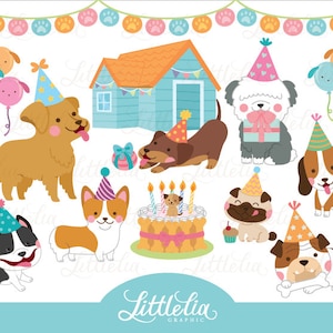 Dog party - party clipart - dog clipart - 17034