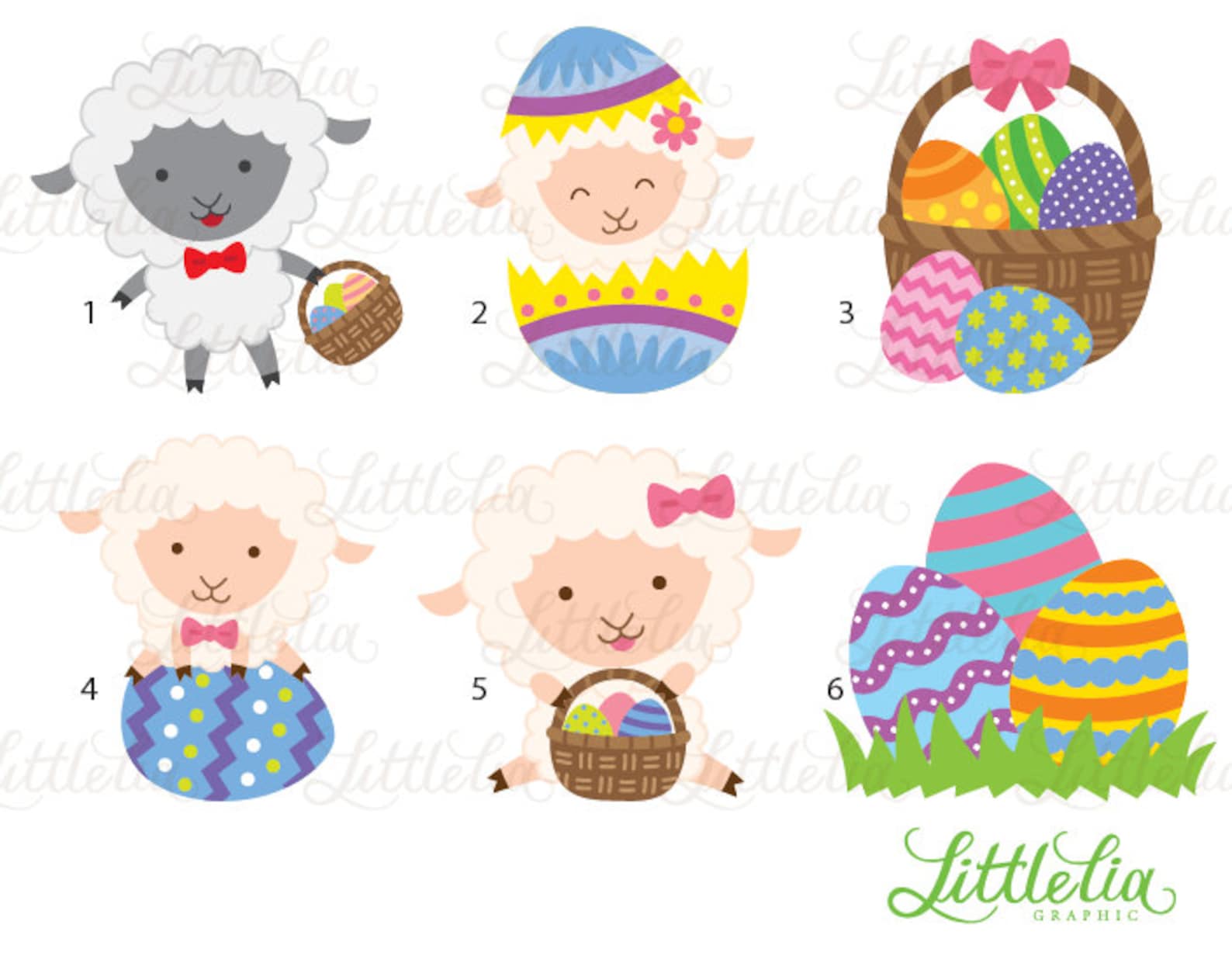 Easter Lamb Happy Easter Clipart 16014 Etsy
