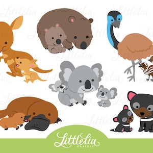 Australia animal mom and baby - motherhood clipart - 17046