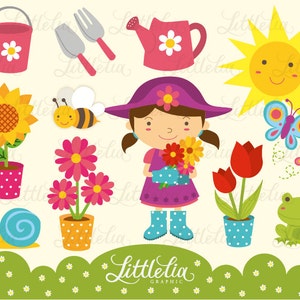 Spring cute Garden Clipart / instant download - 13006
