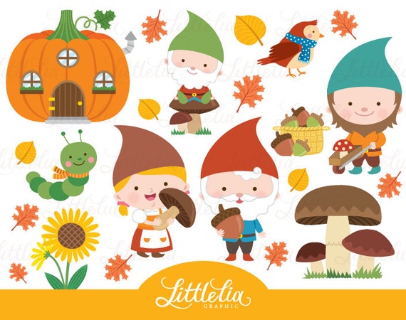 Gnome clipart - Gnome woodland - Autumn clipart - 16047