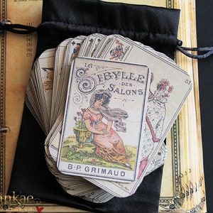Tarot La Sibylle des Salons, cartas del oráculo con bolsa, 52 cartas, baraja completa