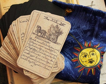 Cartomancie antique faite main, cartes de divination, jeu de cartes de tarot de 92 cartes | Cartes Oracle au format de poche | Sorcière| Outils de divination