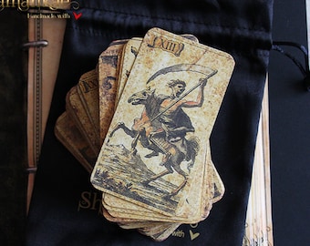 Handmade antique italian tarot cards deck, 97 cards