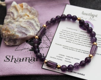 Natural amethyst bracelet with rough chevron amethyst piece