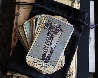 Handmade antique style tarot cards with bag, 78 cards, full deck