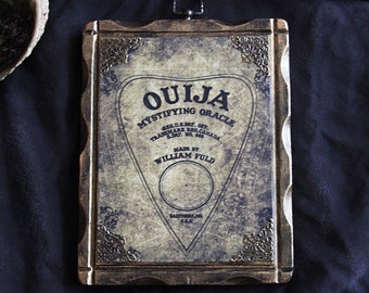 Ouija planchette hard vintage pine wood hanging sign