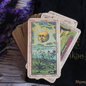 Handgemaakt Etteilla Cartomancy-tarotdeck, 78 kaarten, antieke stijl