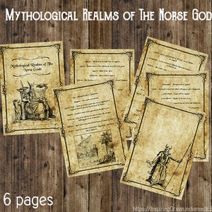 Book of shadows pages, Mythological Realms of The Norse Gods, instant digital download