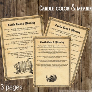 Candle colors & meaning instant digital download, printable
