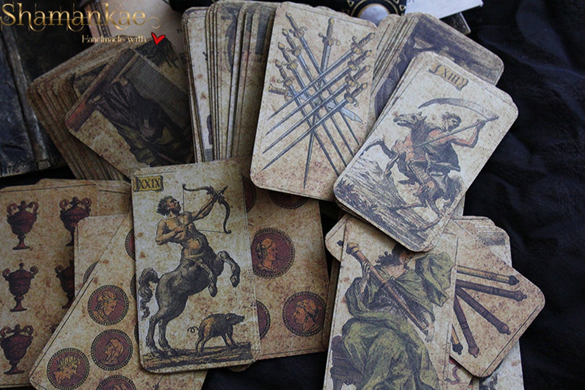 Handmade Antique Italian Tarot Cards Deck 97 Cards Etsy