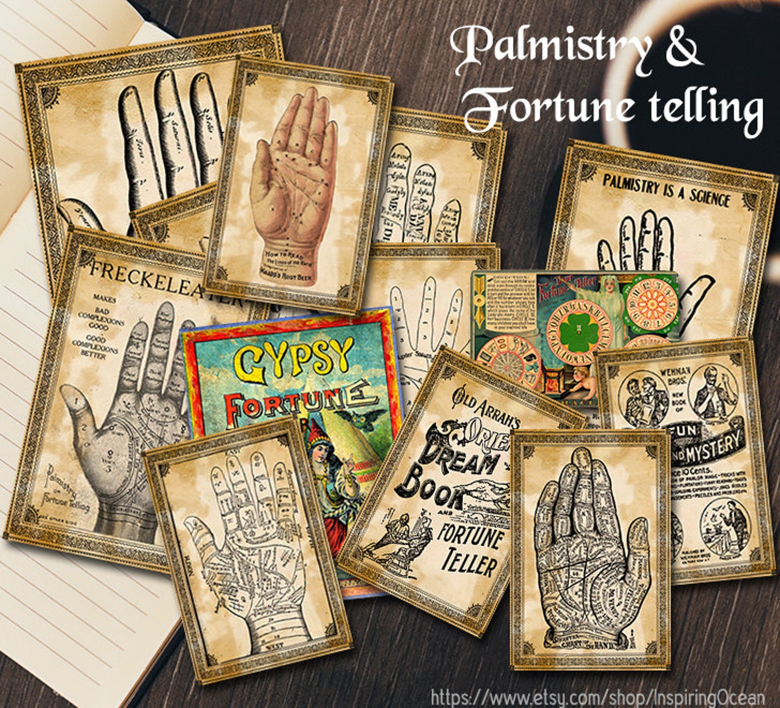 Palmistry &amp; Fortune Telling Digital Printables 13 Vintage - Etsy