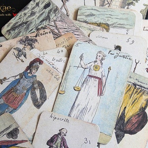 Cartes faites main, Jeu divinatoire révolutionnaire 1791, 66 cartes image 5